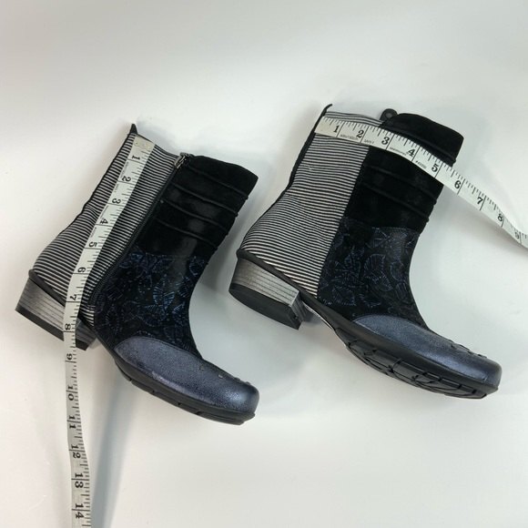 Maciejka Bootie Women Size 6.5M Leather Block Heel Mixed Print Bootie - Picture 4 of 10
